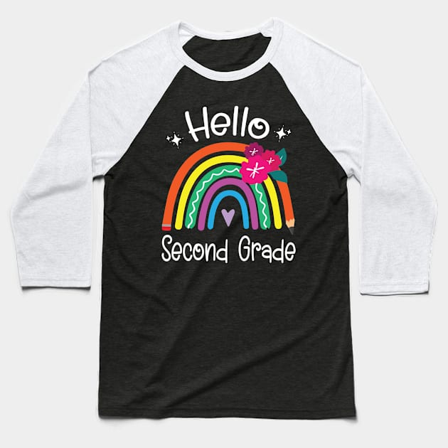 Hearts Pencil Rainbow Student Back School Hello Second Grade Baseball T-Shirt by Cowan79